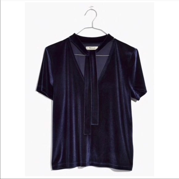 Madewell Tops - MADEWELL Velvet Tie-Neck Top